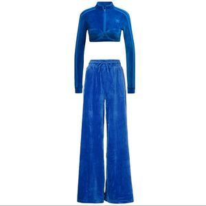 Jeremy Scott X Adidas bundle track blue velour jacket and pants set size XS/S